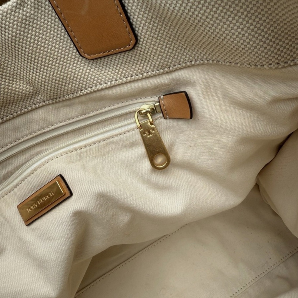 Large Tory Burch Cream and Tan Tote Bag - Picture 10 of 15